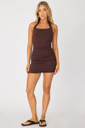 Brown Bodycon Dress Halter Neck