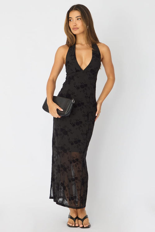 Black Bodycon Dress Halter Neck