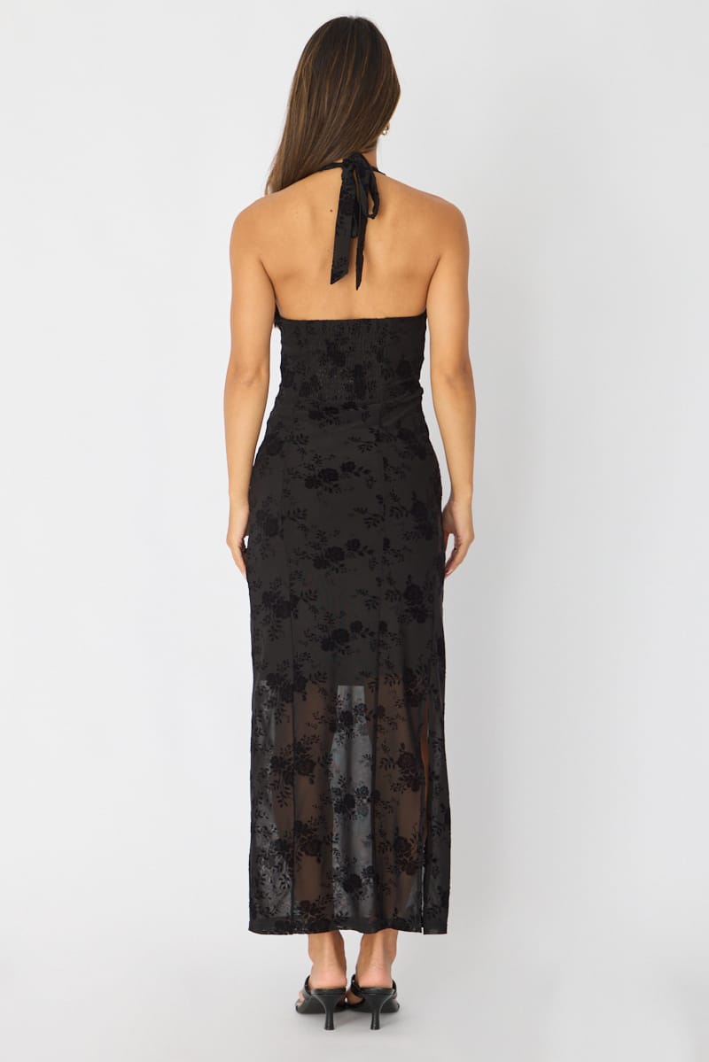 Black Bodycon Dress Halter Neck
