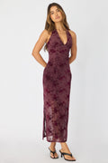 Red Bodycon Dress Halter Neck
