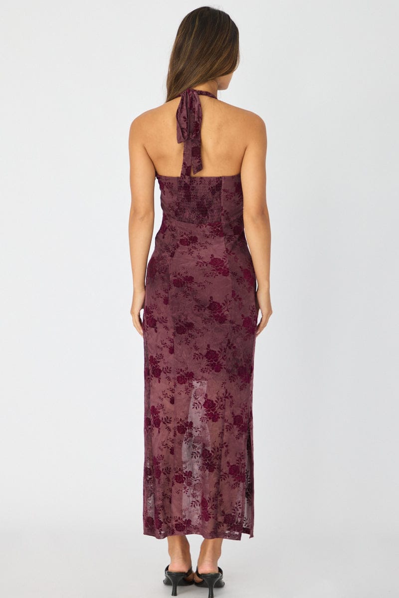 Red Bodycon Dress Halter Neck