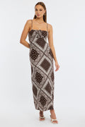 Brown Boho Midi Dress Strappy