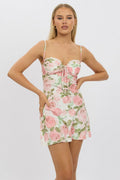 Pink Floral Mini Dress Strappy