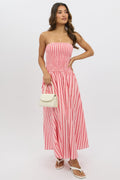 Pink Stripe Strapless Maxi Dress
