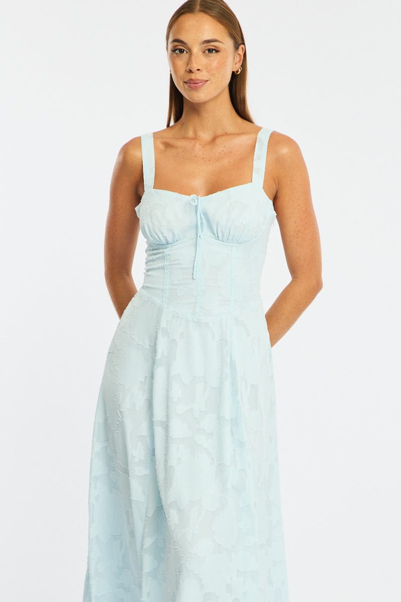 Blue Midi Dress Burn Out