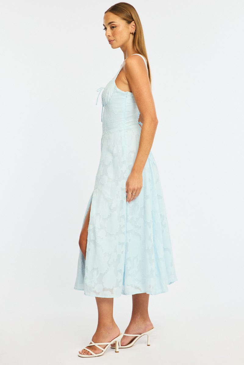 Blue Midi Dress Burn Out