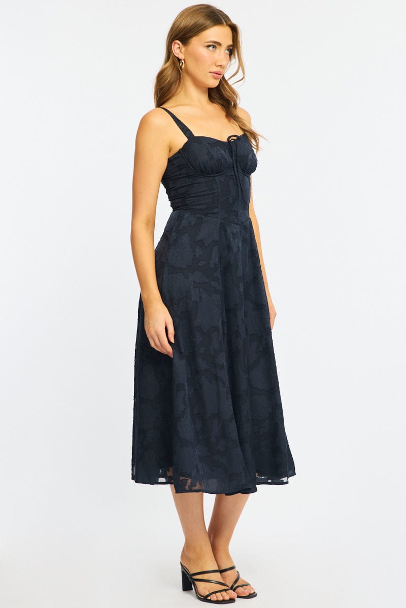 Blue Midi Dress Burn Out