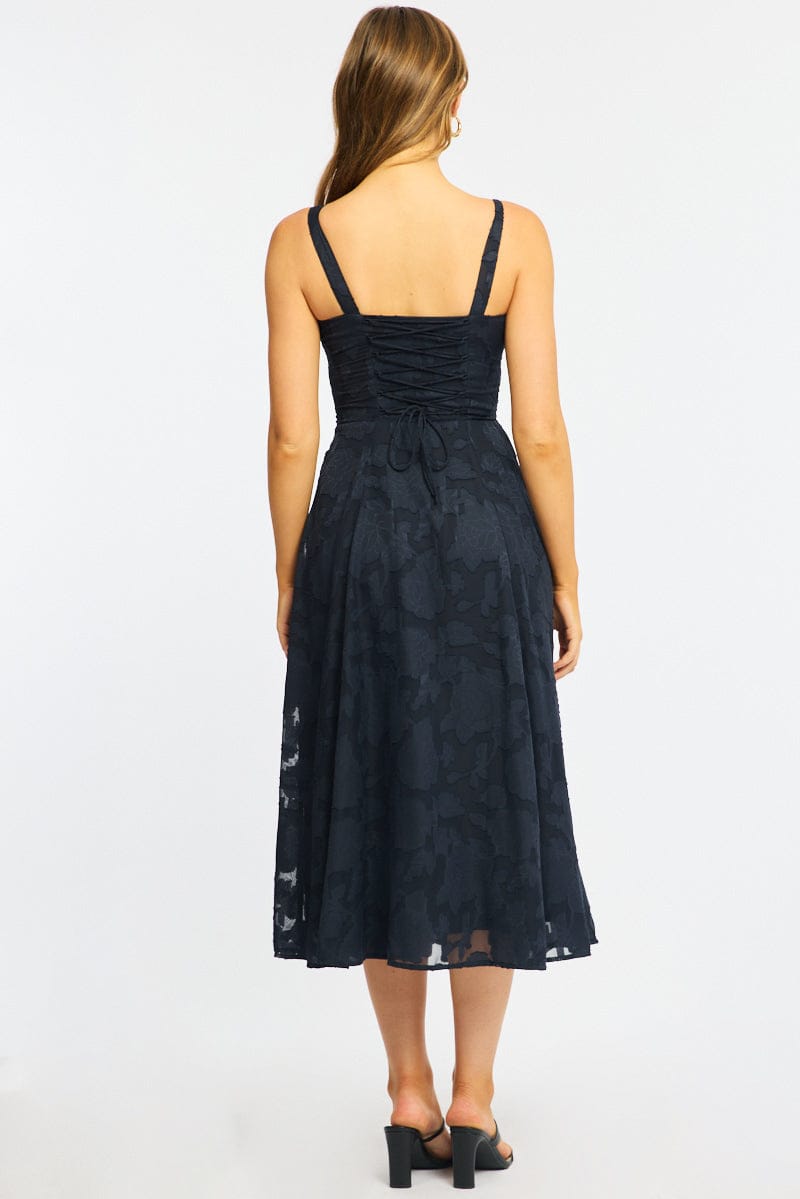 Blue Midi Dress Burn Out