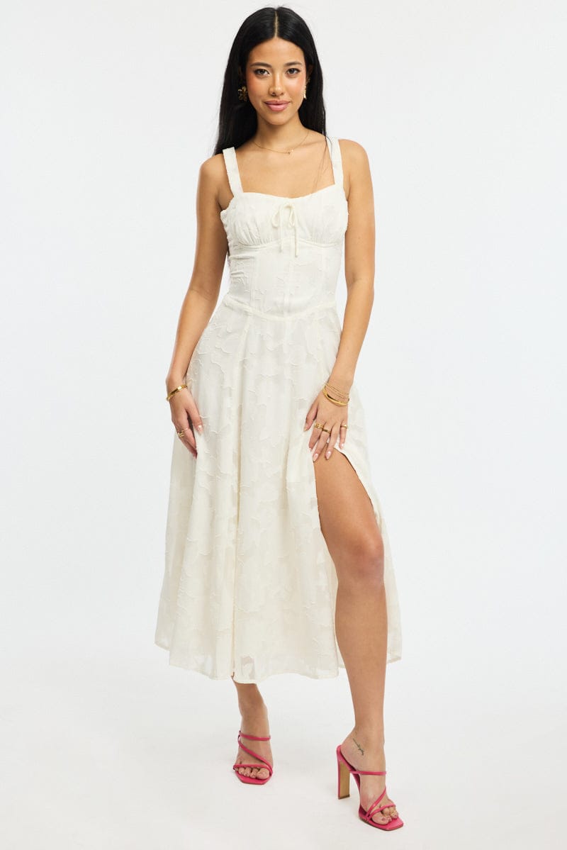 White Midi Dress Burn Out
