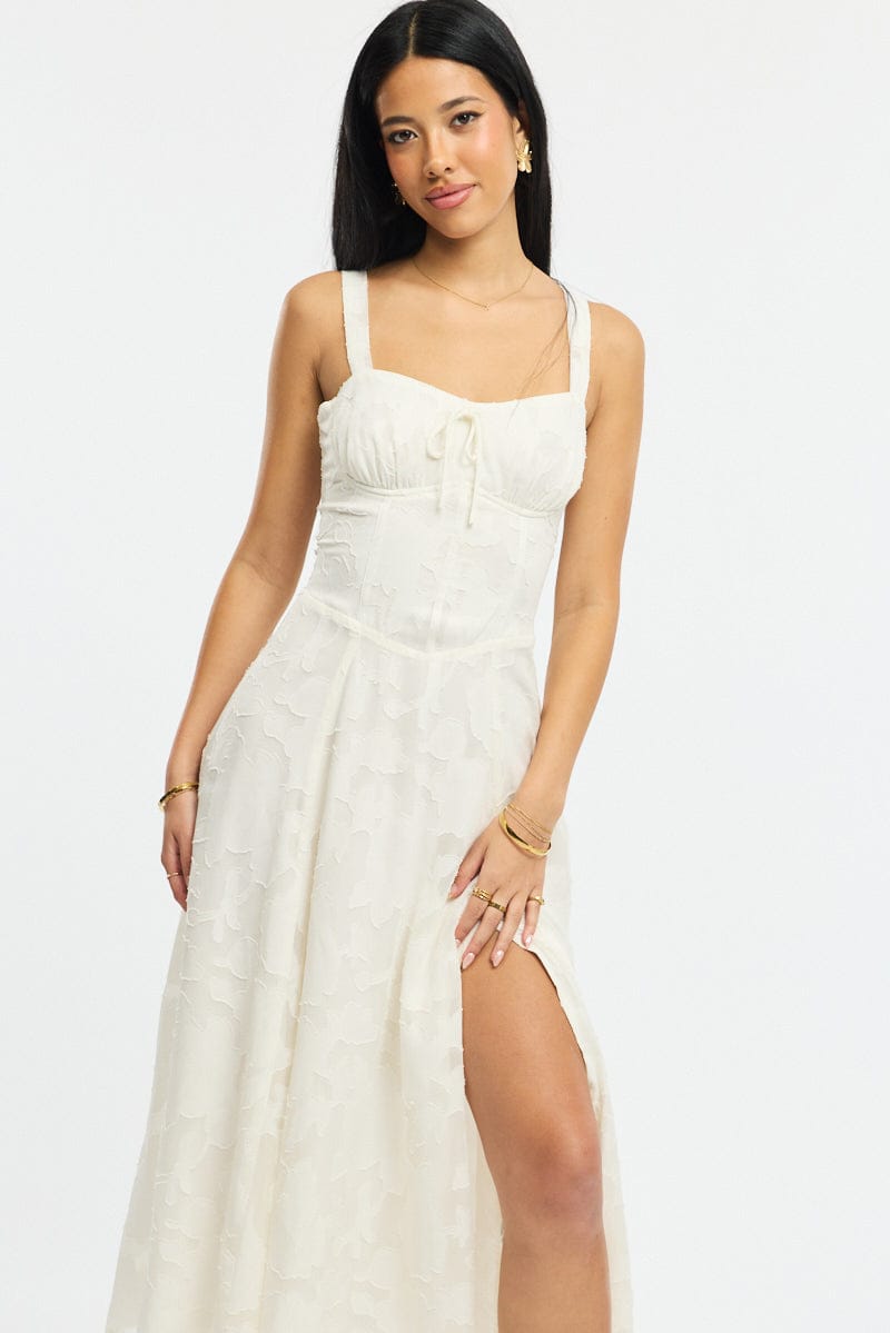 White Midi Dress Burn Out