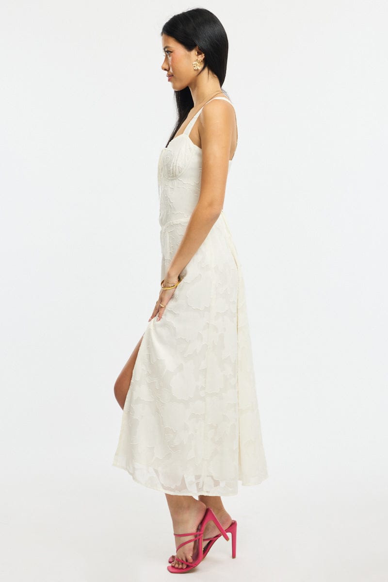 White Midi Dress Burn Out