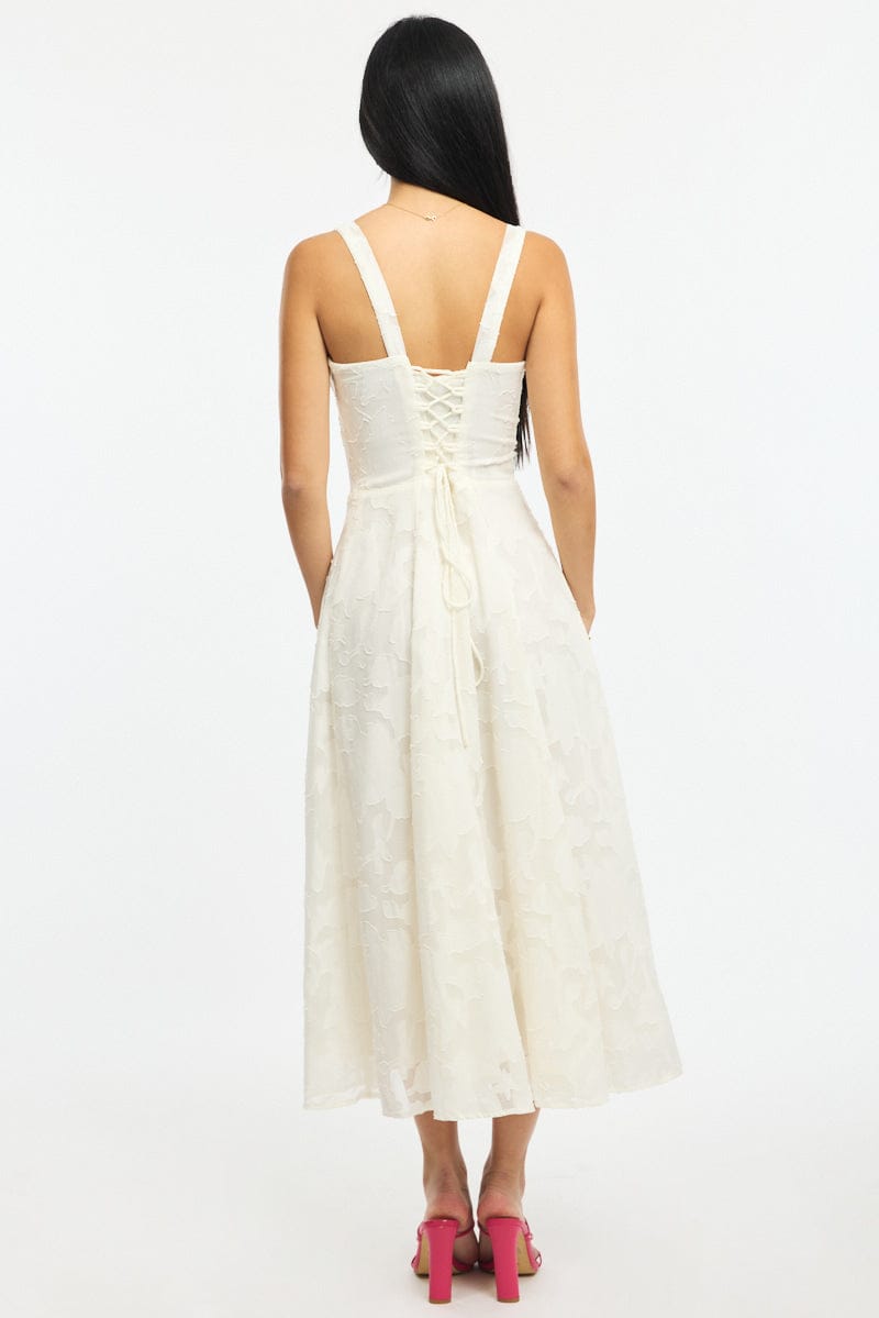 White Midi Dress Burn Out
