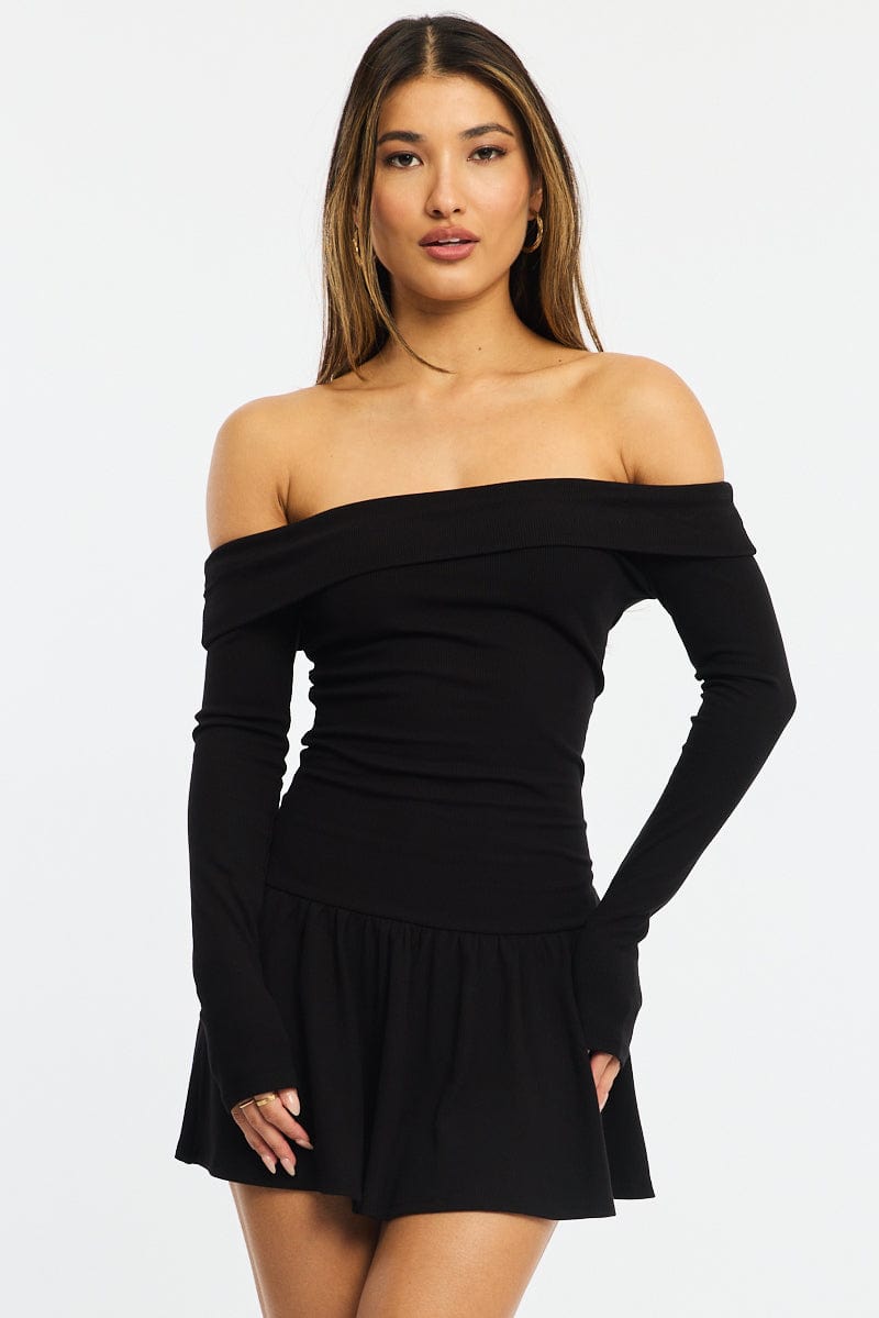 Black Off Shoulder Dress Mini