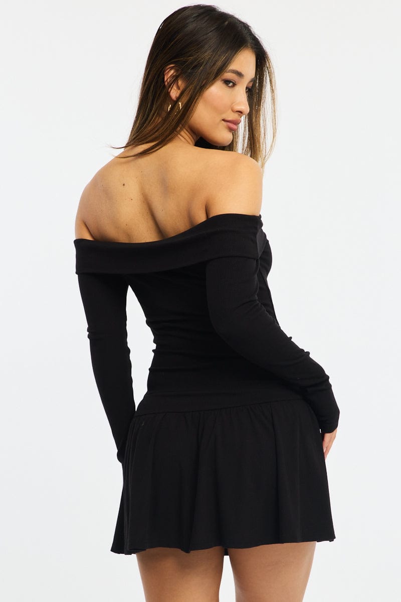 Black Off Shoulder Dress Mini