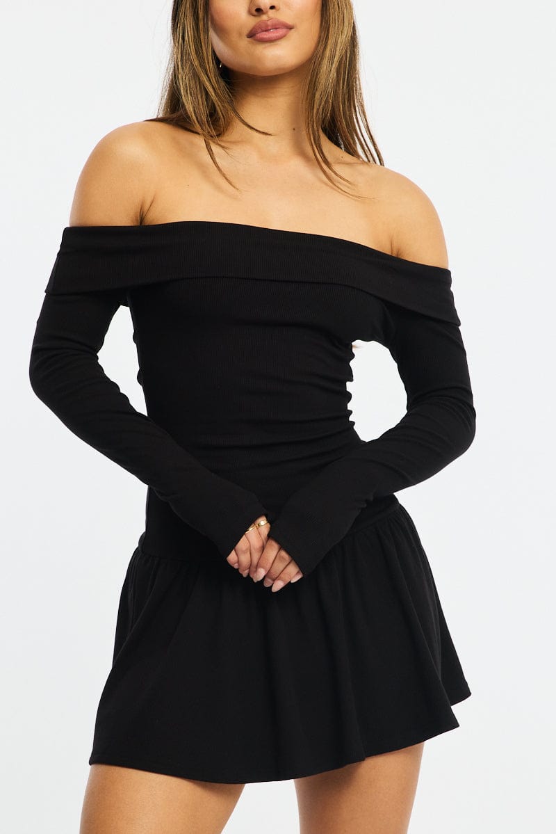 Black Off Shoulder Dress Mini