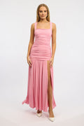 Pink Maxi Dress Front Split