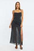 Black Polka Dot Maxi Dress Strappy