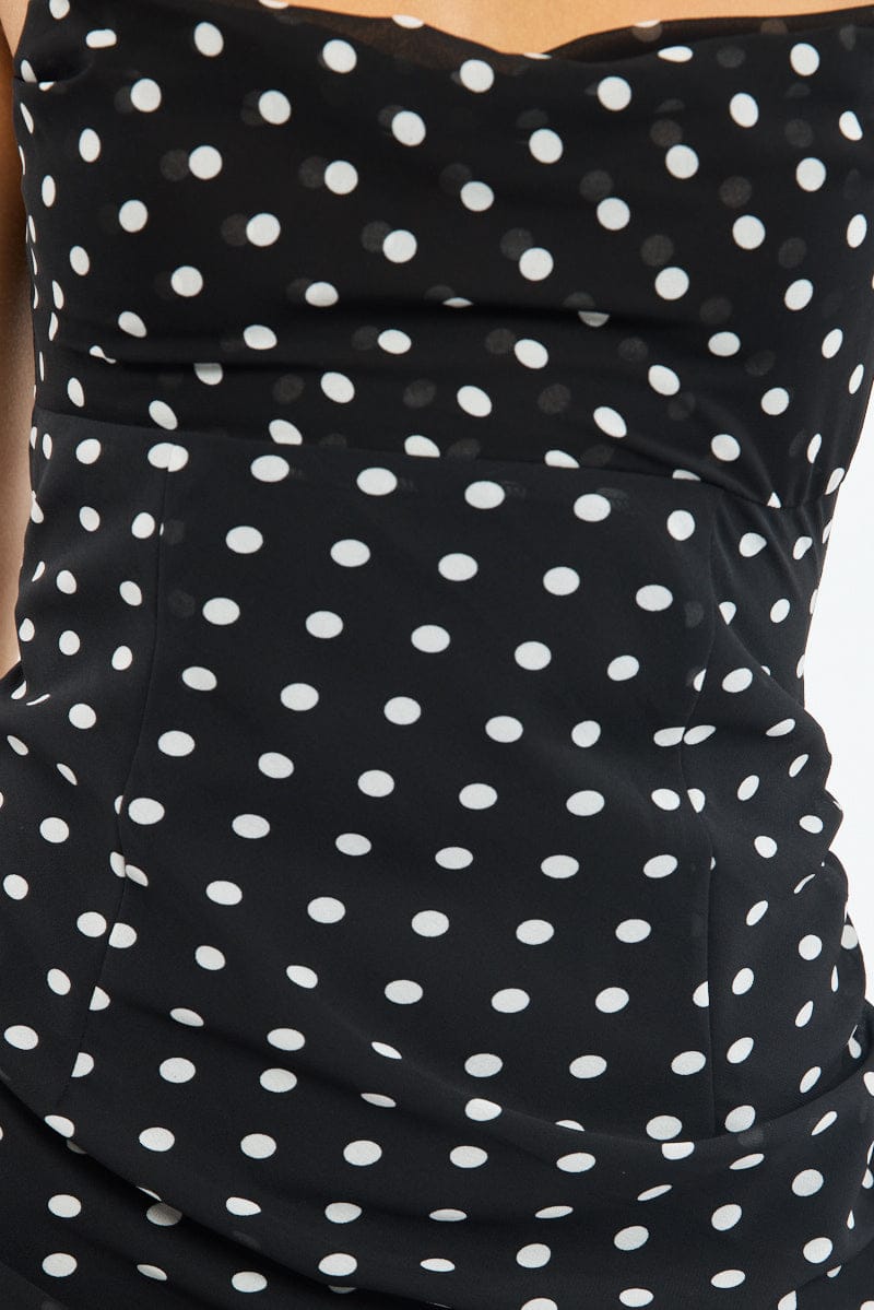 Black Polka Dot Maxi Dress Strappy