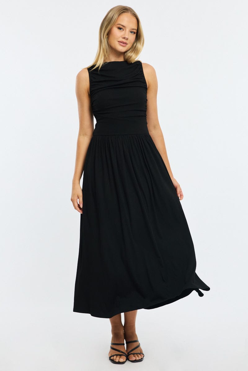 Black Maxi Dress Boat Neck