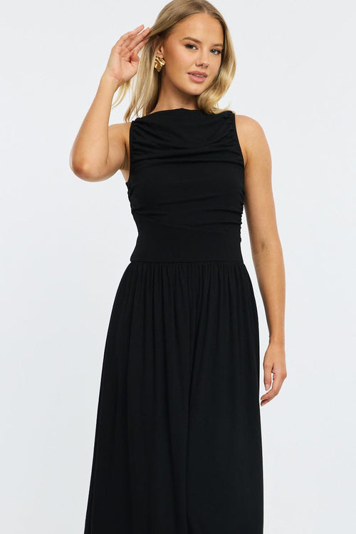 Black Maxi Dress Boat Neck