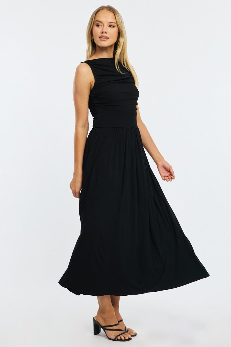 Black Maxi Dress Boat Neck