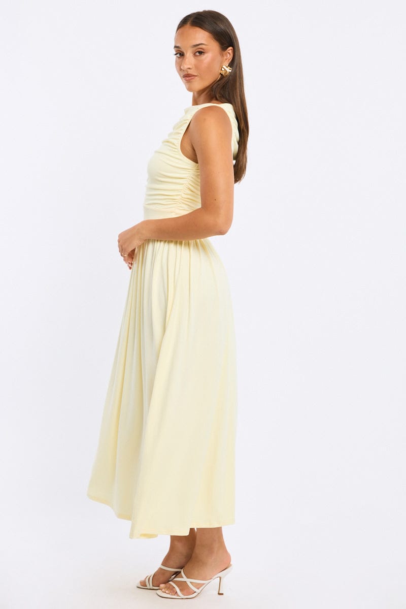 Yellow Maxi Dress Boat Neck