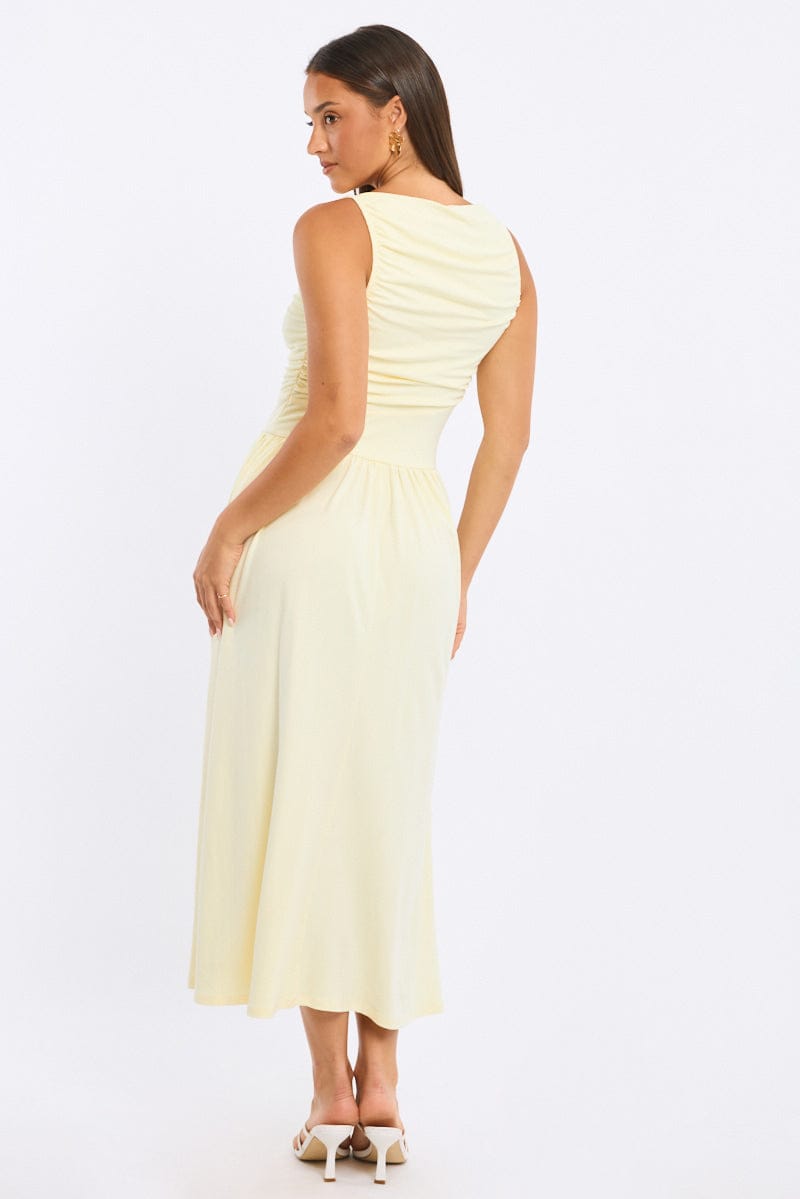 Yellow Maxi Dress Boat Neck