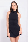 Black Halter Neck Dress Mini