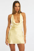 Yellow Cowlneck Dress Mini