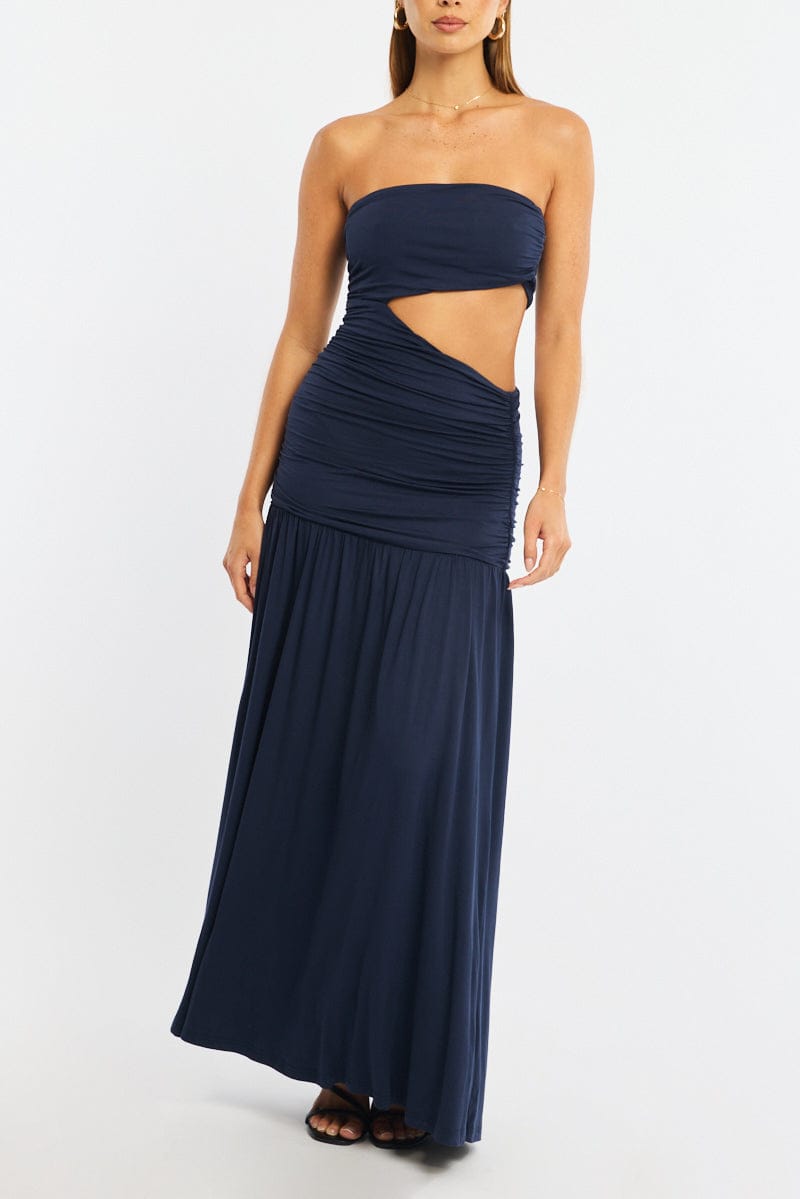 Blue Maxi Dress Cut Out