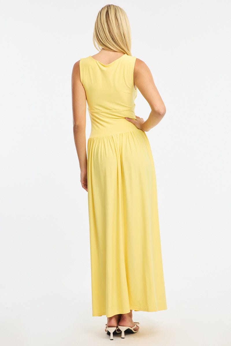 Yellow Maxi Dress Square Neck
