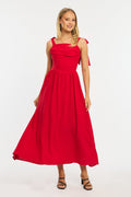 Red Maxi Dress Tie Shoulder