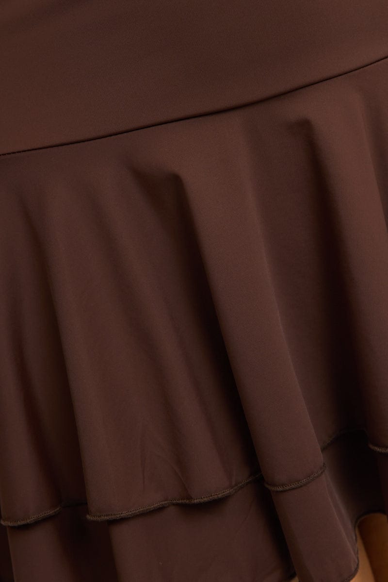 Brown Mini Dress Off Shoulder