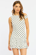 White Polka Dot Mini Dress Off Shoulder