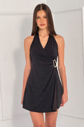 Black Mini Dress Halter Neck Wrap
