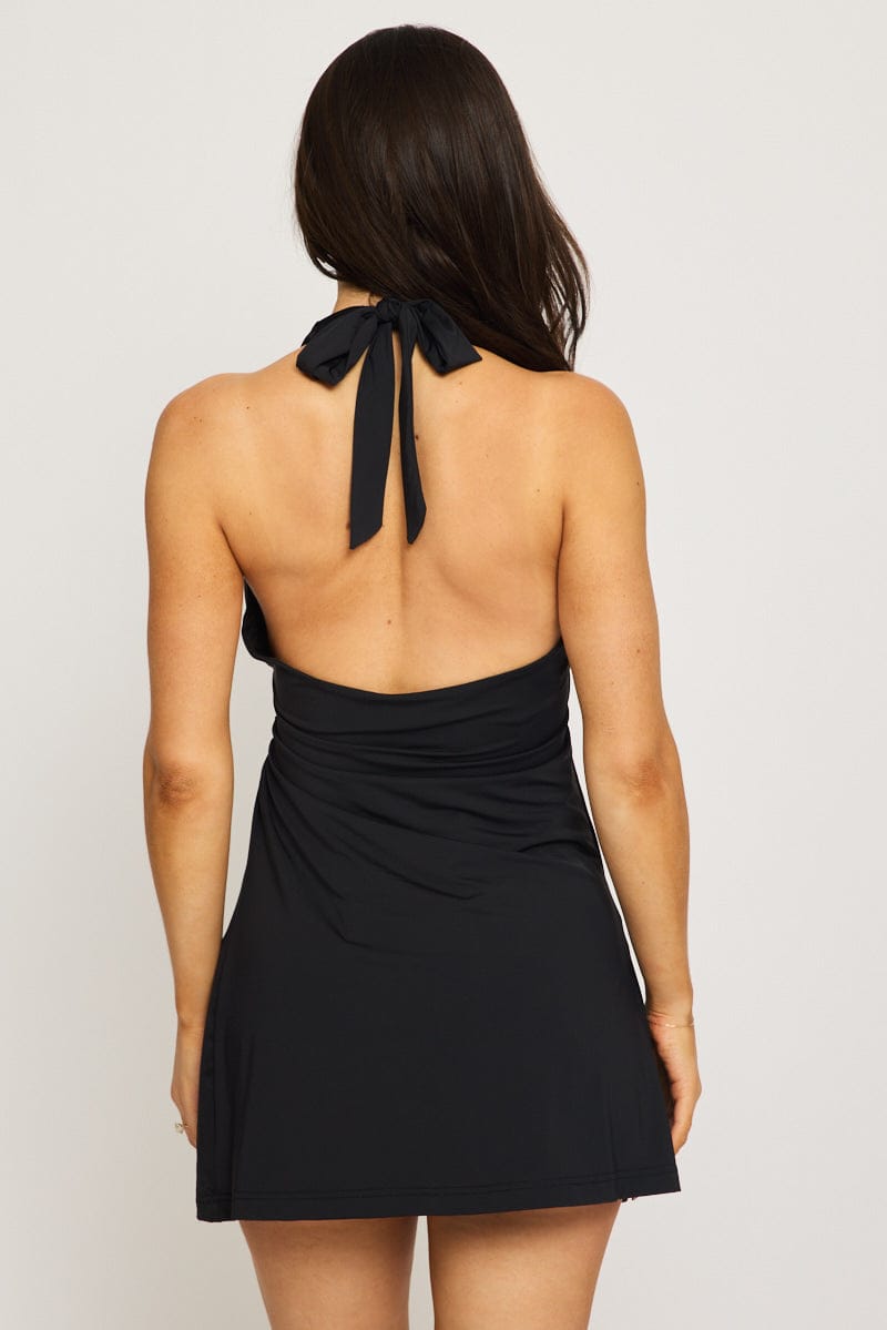 Black Mini Dress Halter Neck Wrap