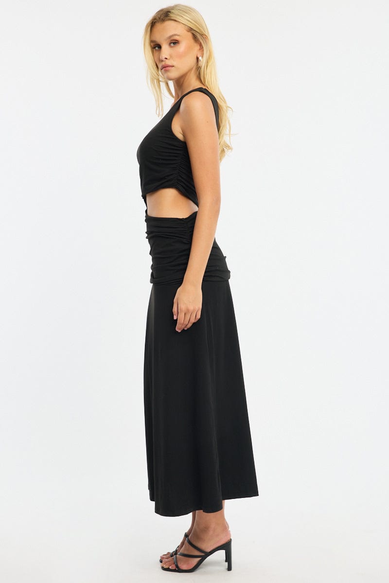 Black One Shoulder Dress Cut Out
