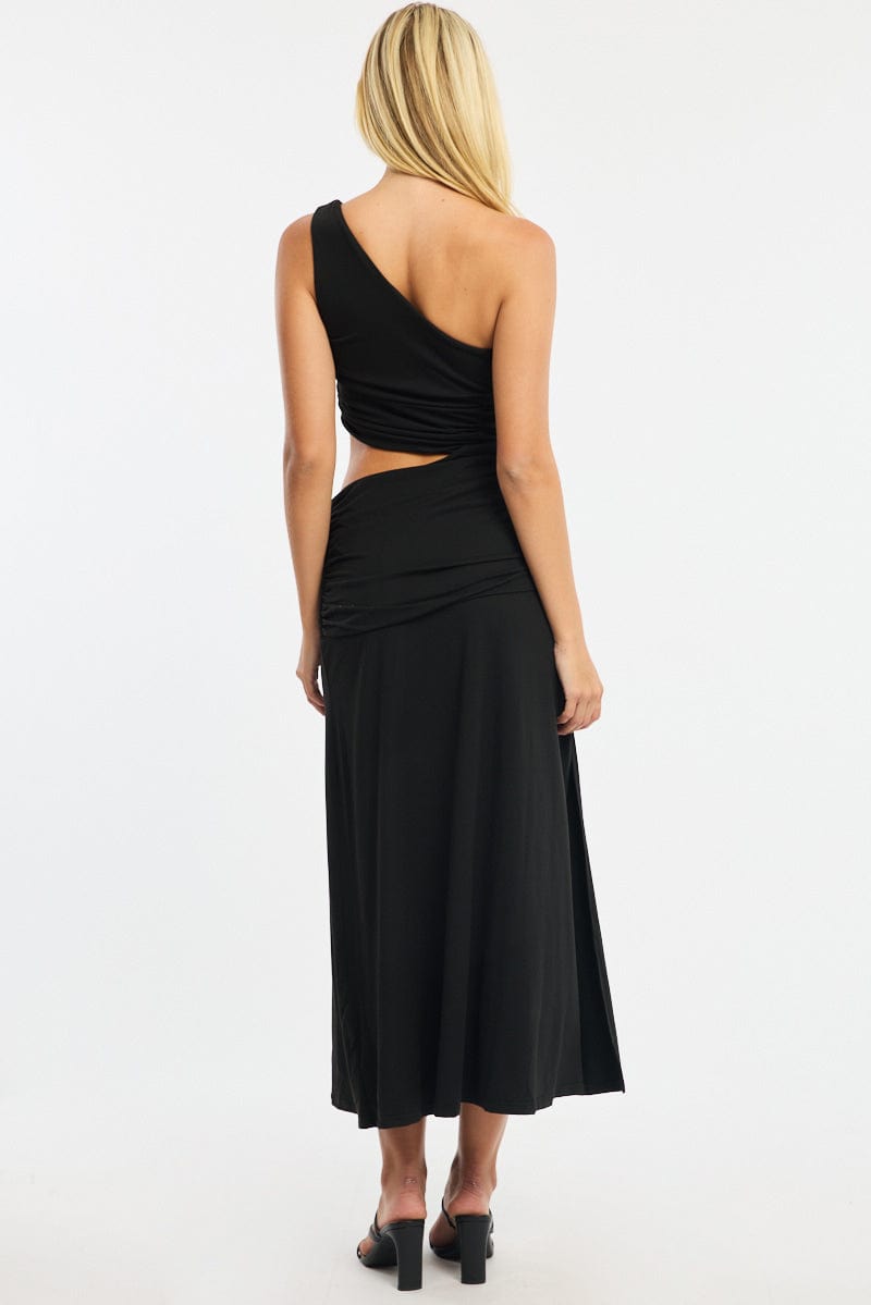 Black One Shoulder Dress Cut Out