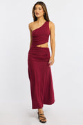 Red One Shoulder Dress Cut Out