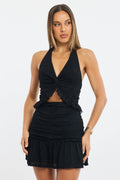 Black Halter Neck Dress Cut Out