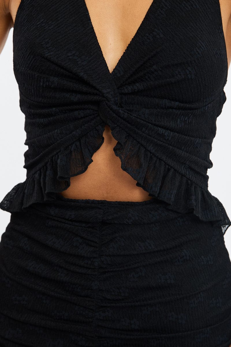 Black Halter Neck Dress Cut Out