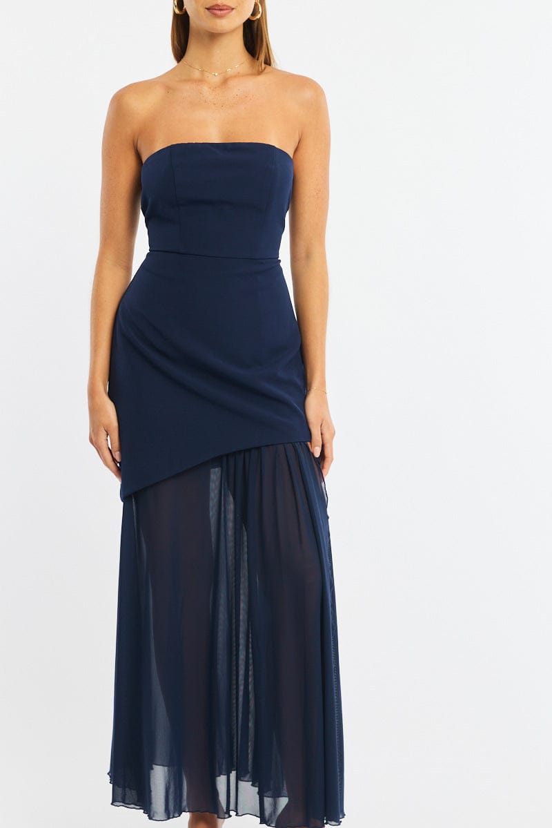 Blue Maxi Dress Strapless