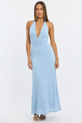 Blue Maxi Dress Halter Neck