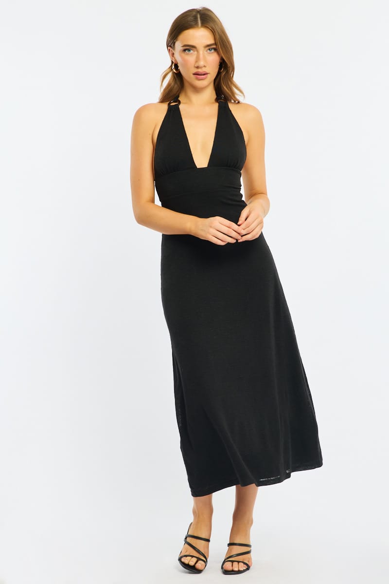 Black Maxi Dress Halter Neck