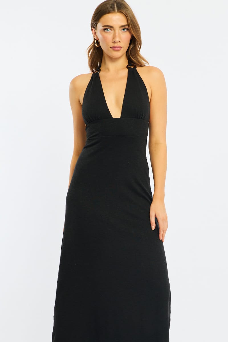 Black Maxi Dress Halter Neck