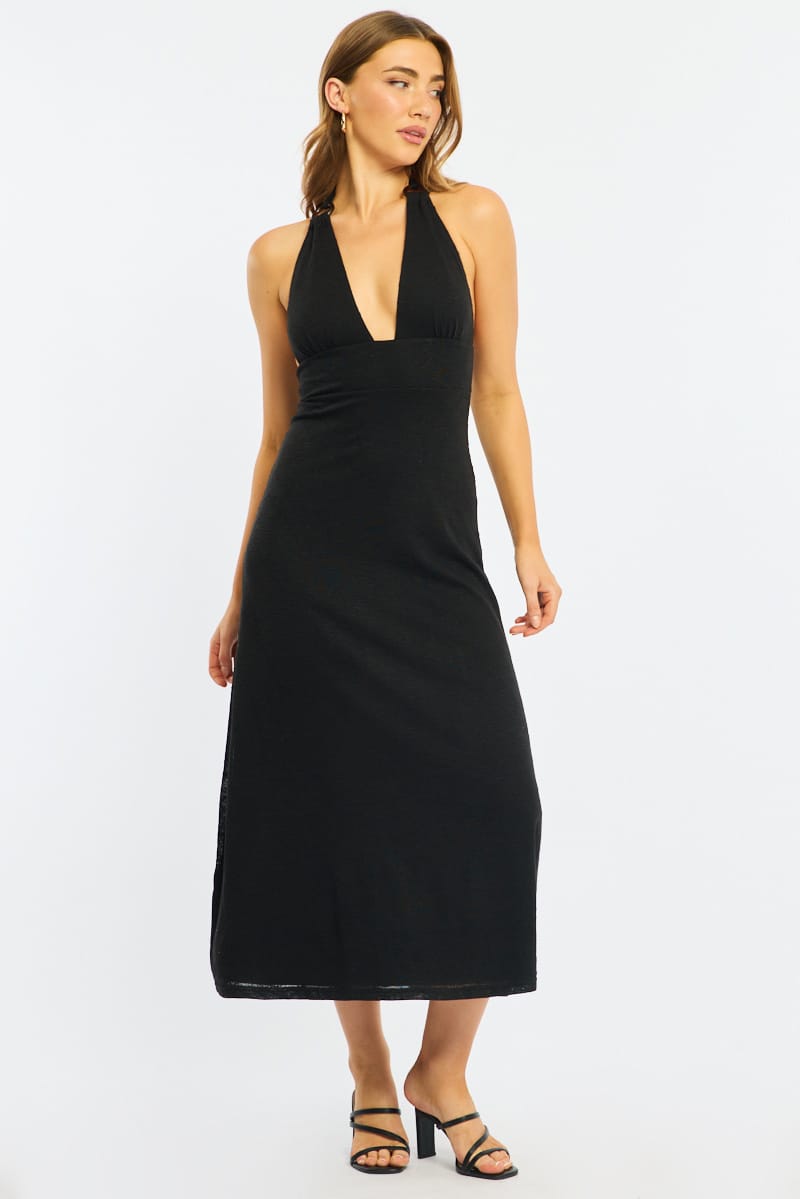 Black Maxi Dress Halter Neck