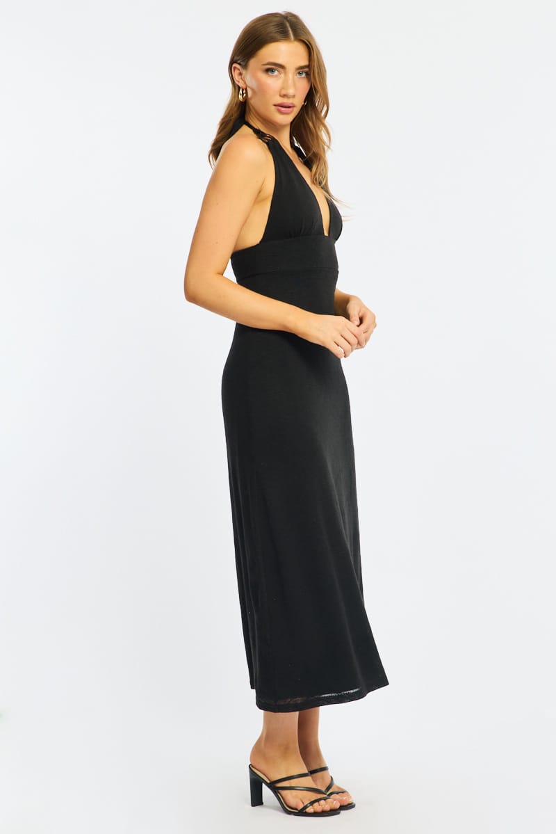 Black Maxi Dress Halter Neck