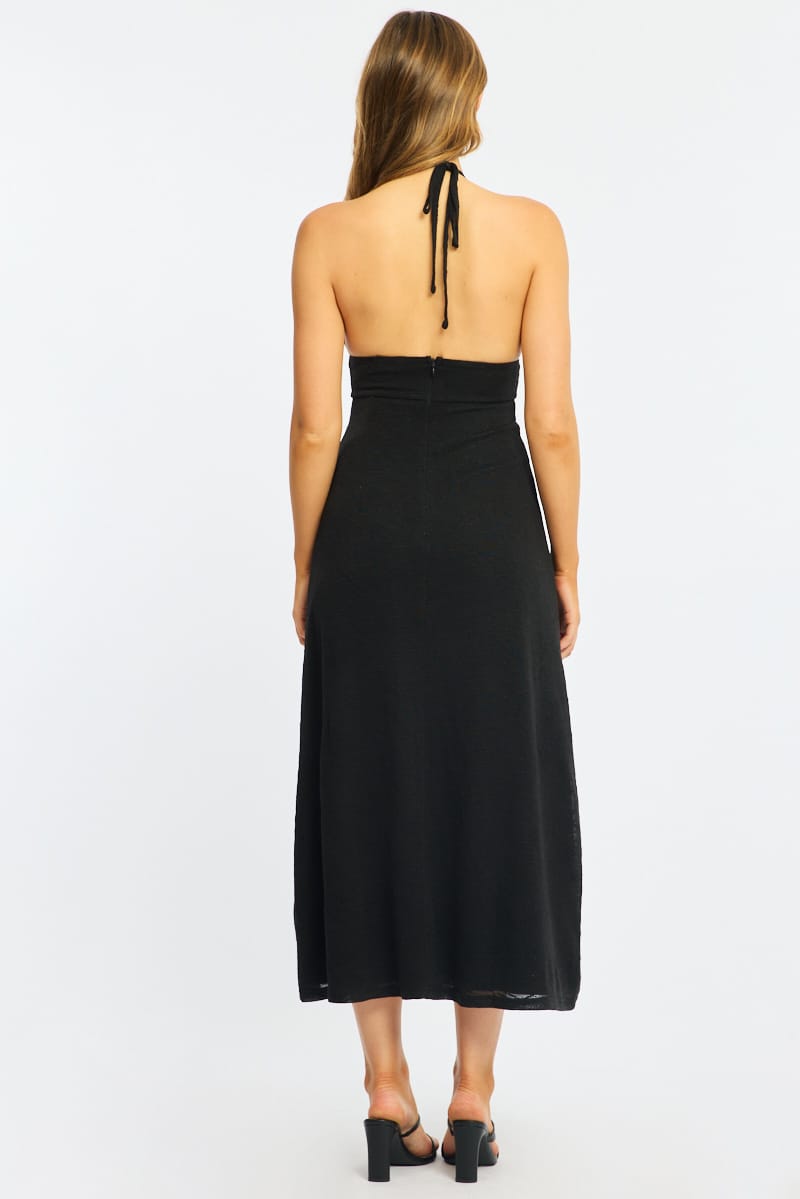 Black Maxi Dress Halter Neck
