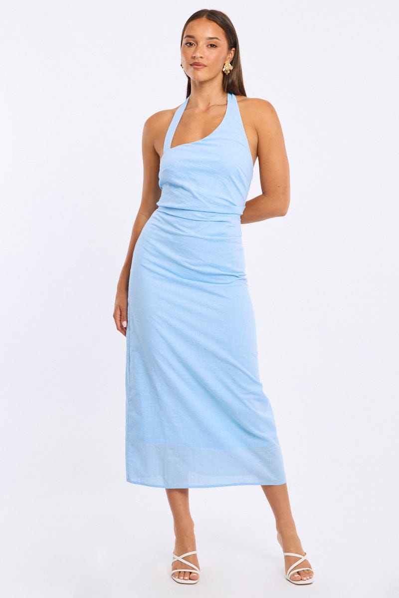 Blue Halter Maxi Dress