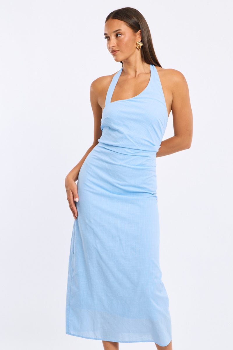 Blue Halter Maxi Dress